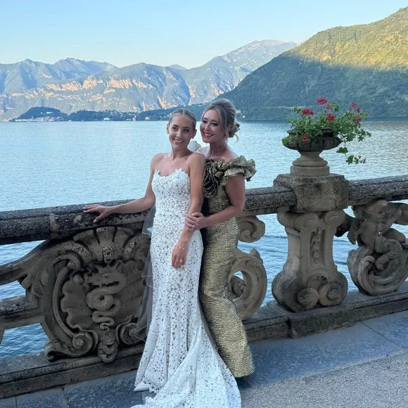 Luxurious Gold Ruffled Off-Shoulder Gown Viral Mother of the bride dress - Picture 12 of 13